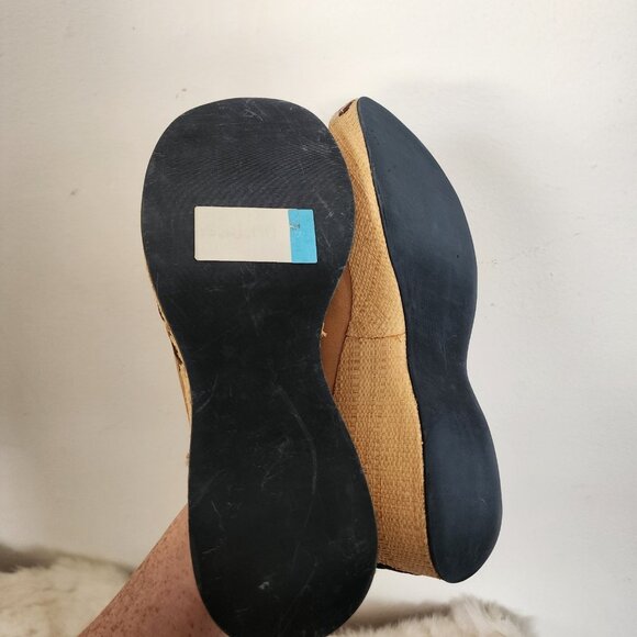 Y2K Apostrophe Wedge Sandals Bromely Size 10W Brown Floral - Picture 7 of 8